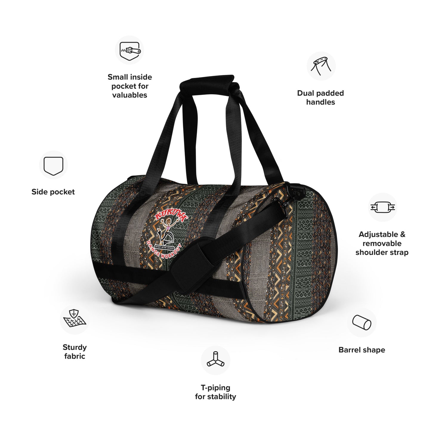 Mud Cloth Gym bag - KUKUWA FITNESS®