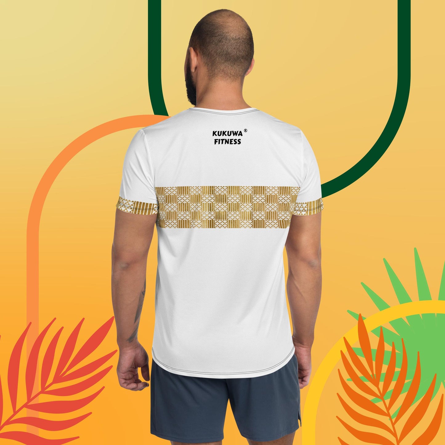 Kukuwa® Golden Kente Men's Athletic T-shirt