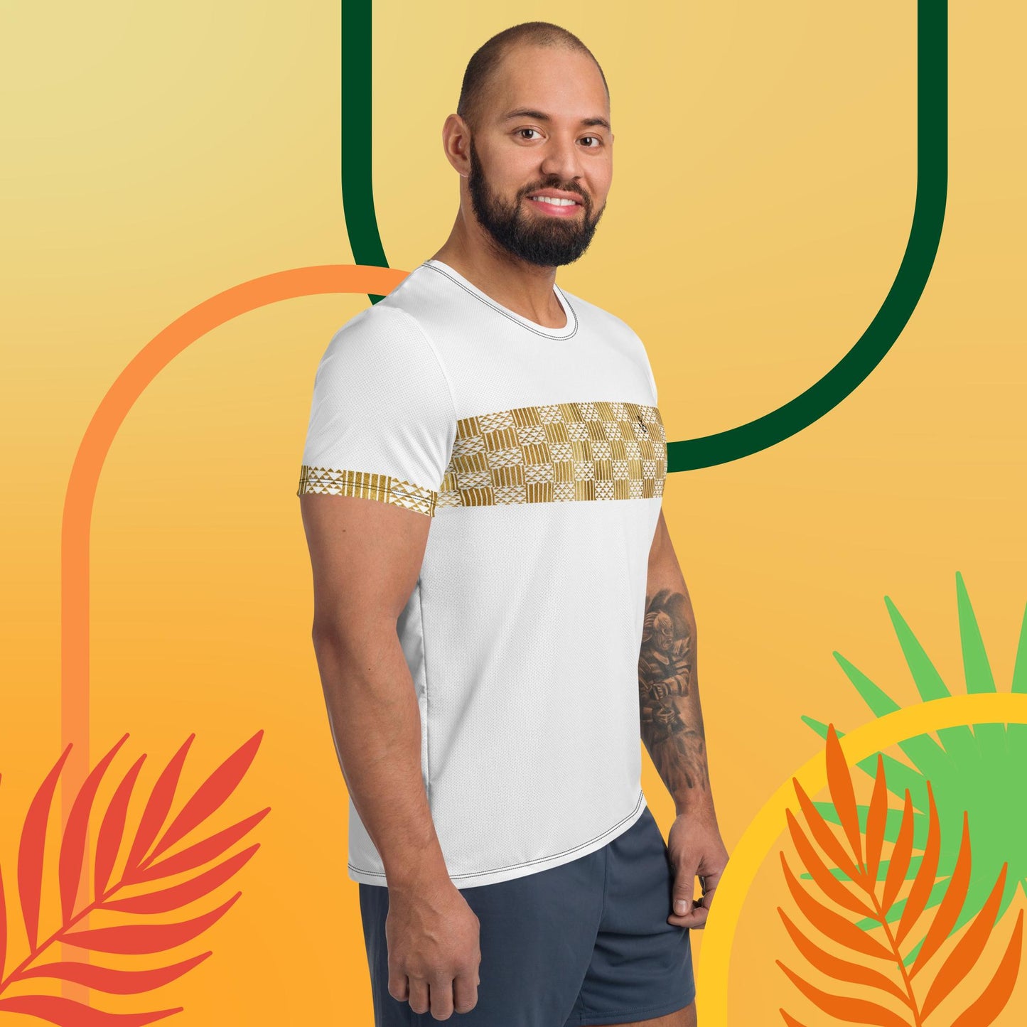 Kukuwa® Golden Kente Men's Athletic T-shirt