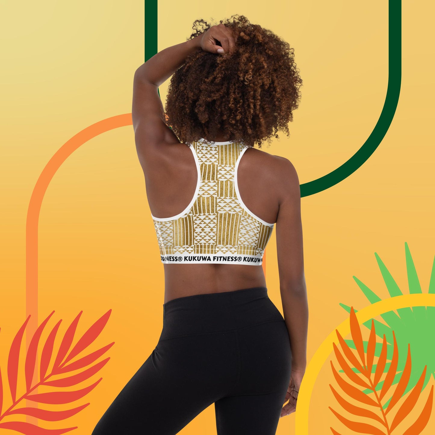 Kukuwa® Padded Sports Bra Golden Kente