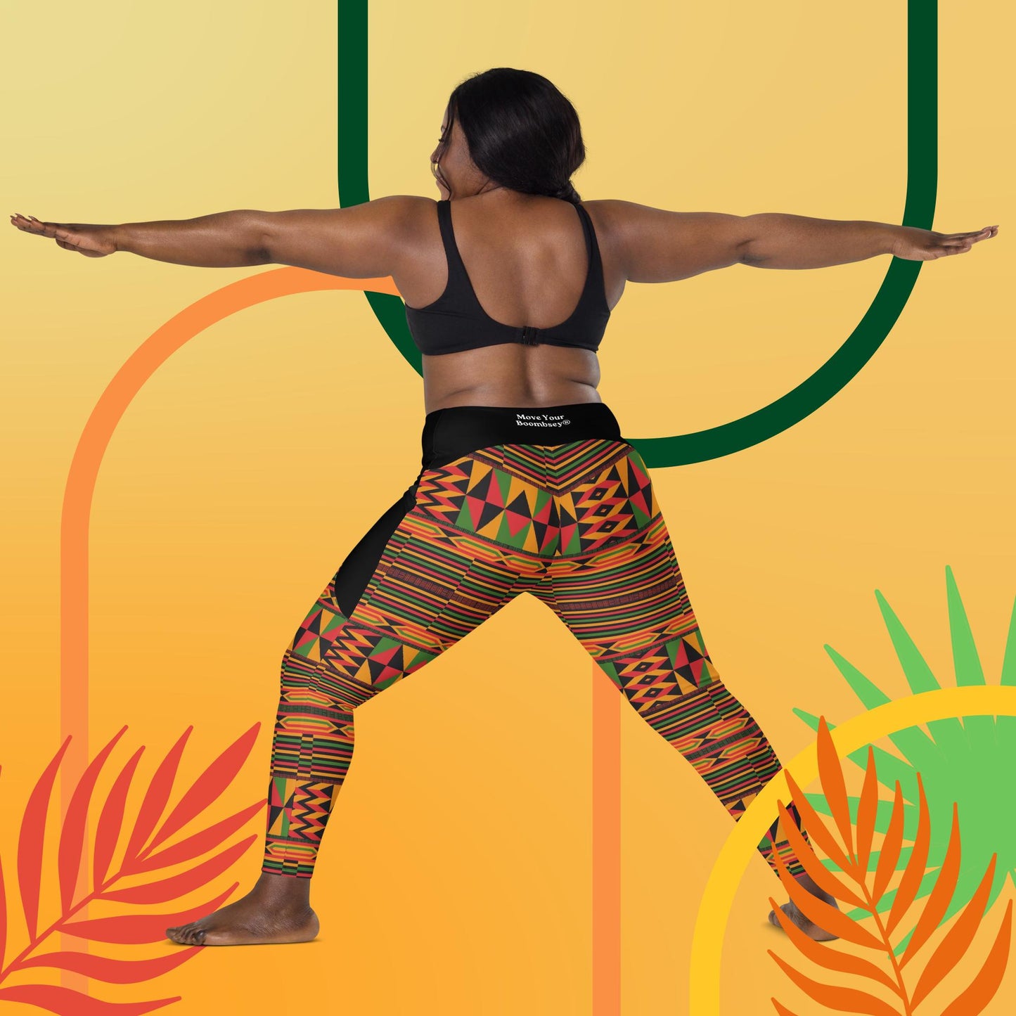 Kukuwa® Kente Joy Crossover Boombsey leggings with pockets