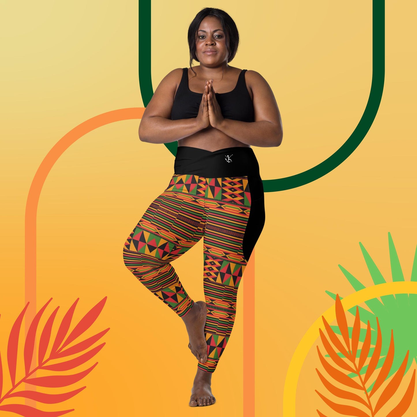 Kukuwa® Kente Joy Crossover Boombsey leggings with pockets
