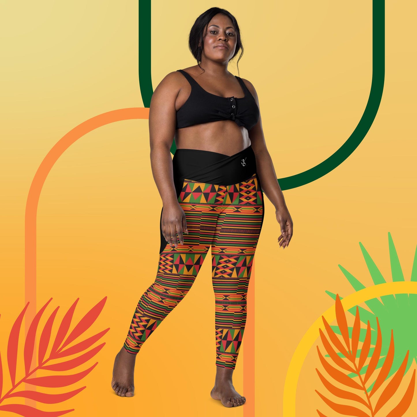 Kukuwa® Kente Joy Crossover Boombsey leggings with pockets
