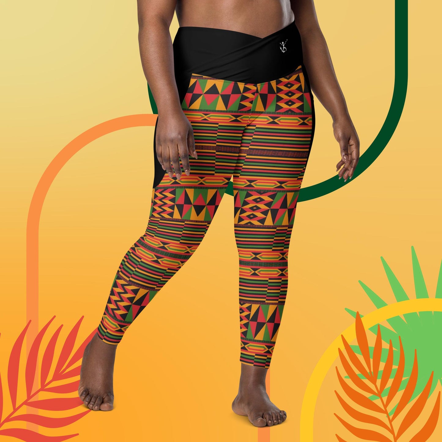 Kukuwa® Kente Joy Crossover Boombsey leggings with pockets