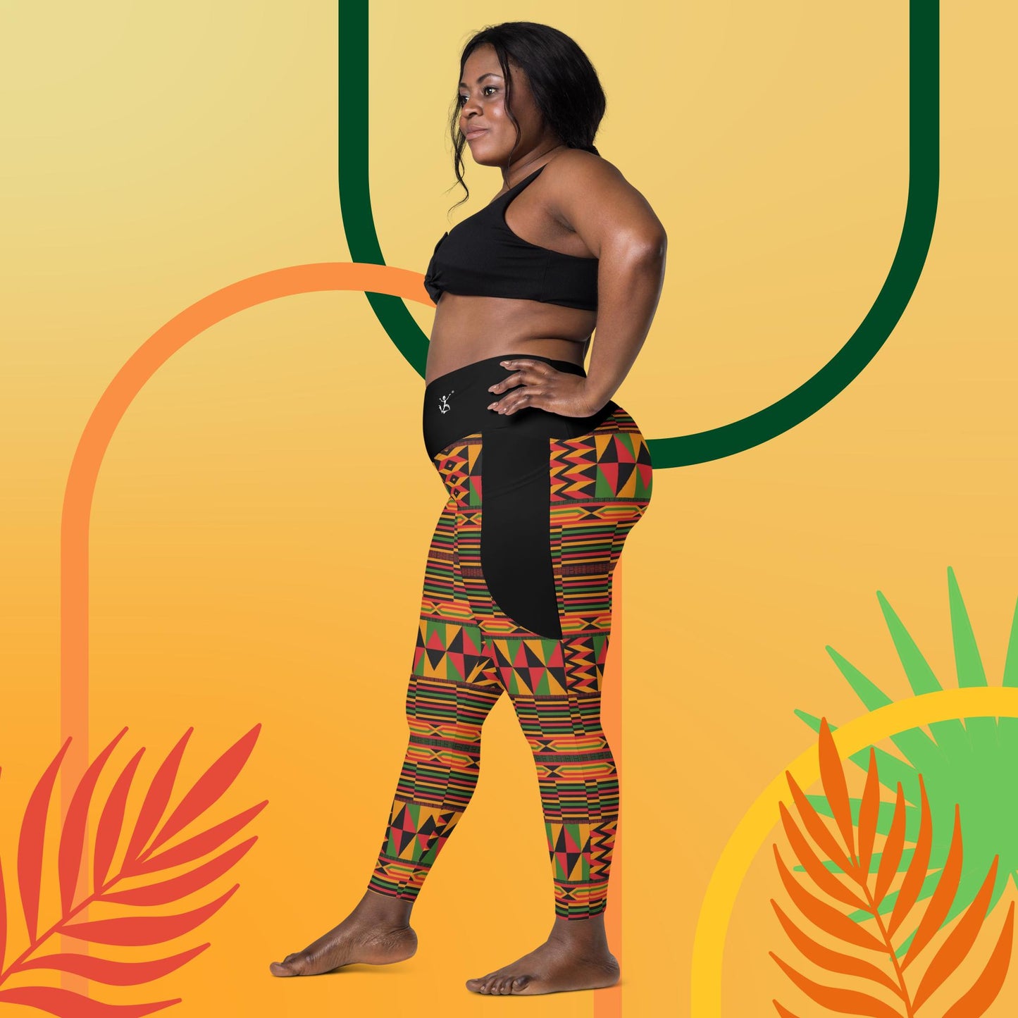 Kukuwa® Kente Joy Crossover Boombsey leggings with pockets