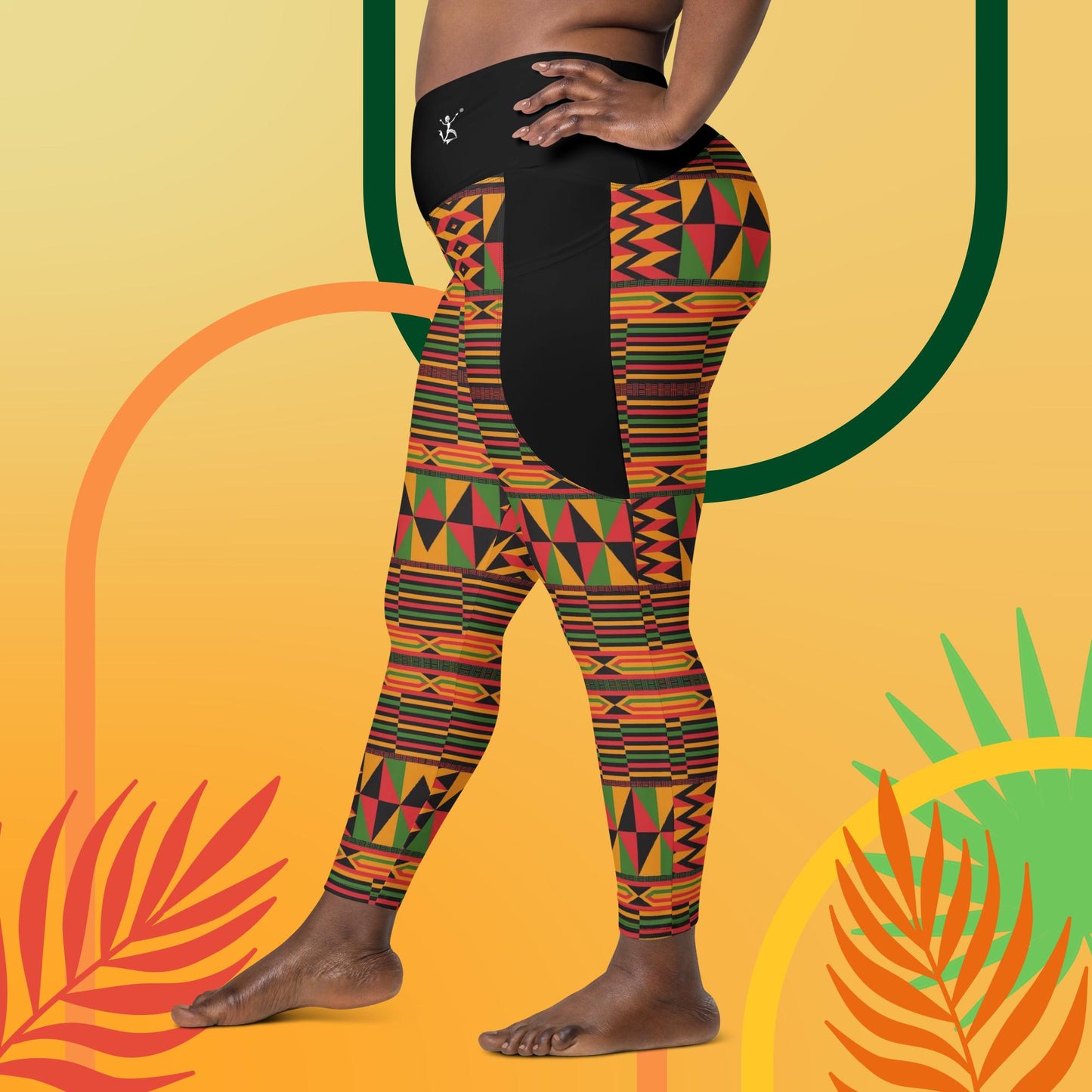 Kukuwa® Kente Joy Crossover Boombsey leggings with pockets