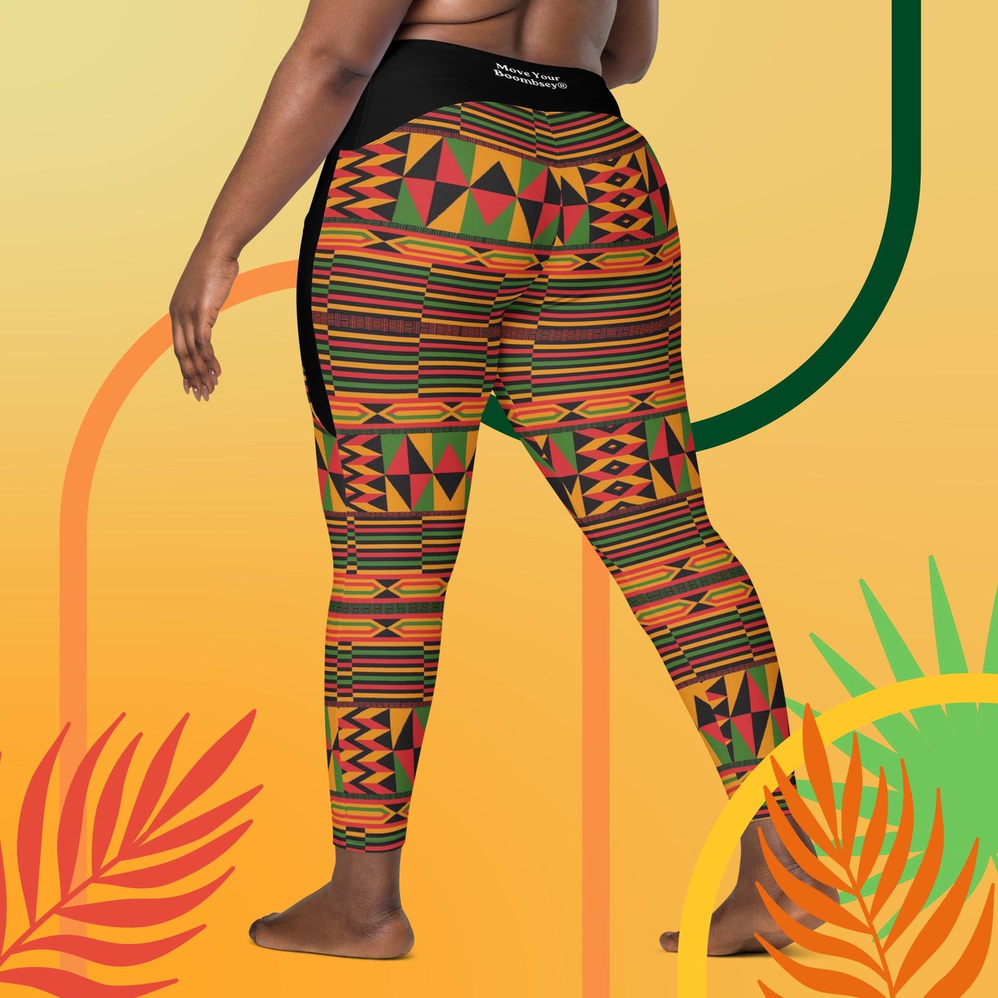 Kukuwa® Kente Joy Crossover Boombsey leggings with pockets
