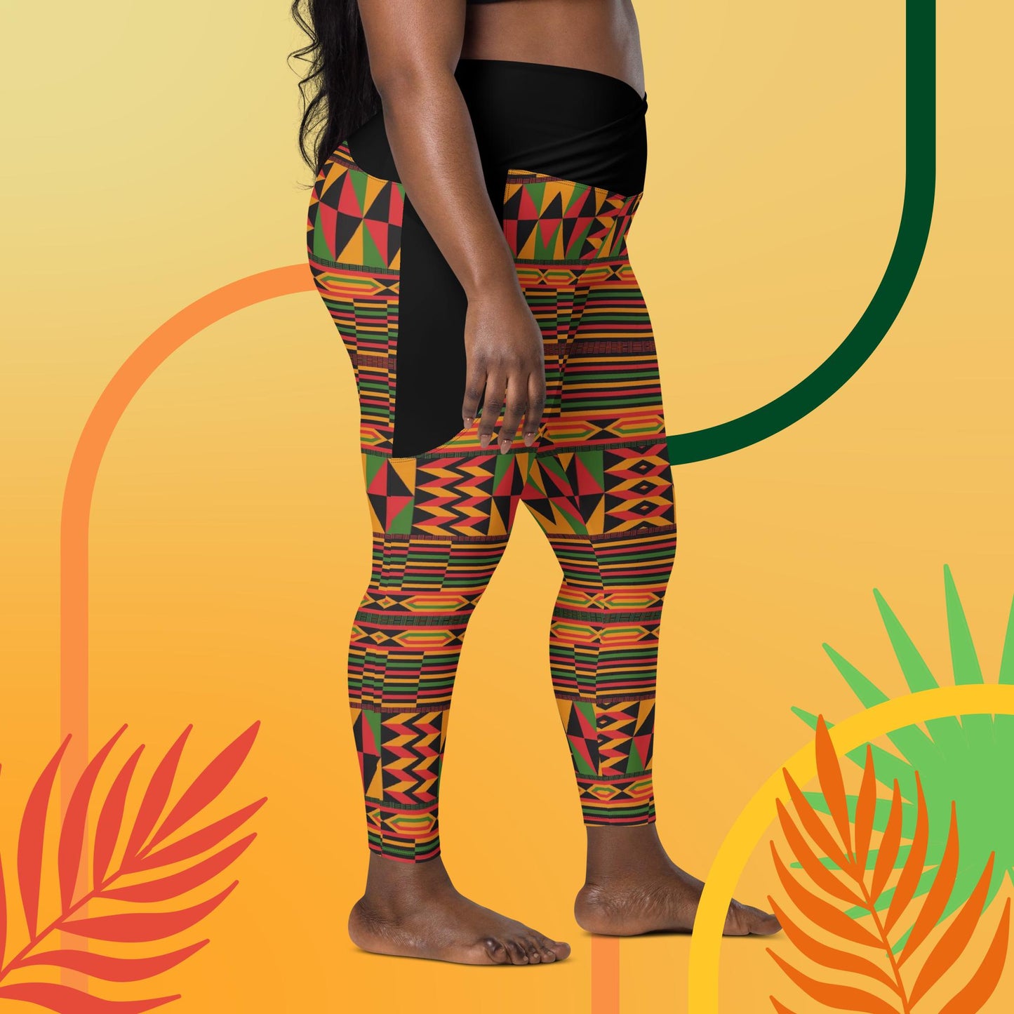 Kukuwa® Kente Joy Crossover Boombsey leggings with pockets