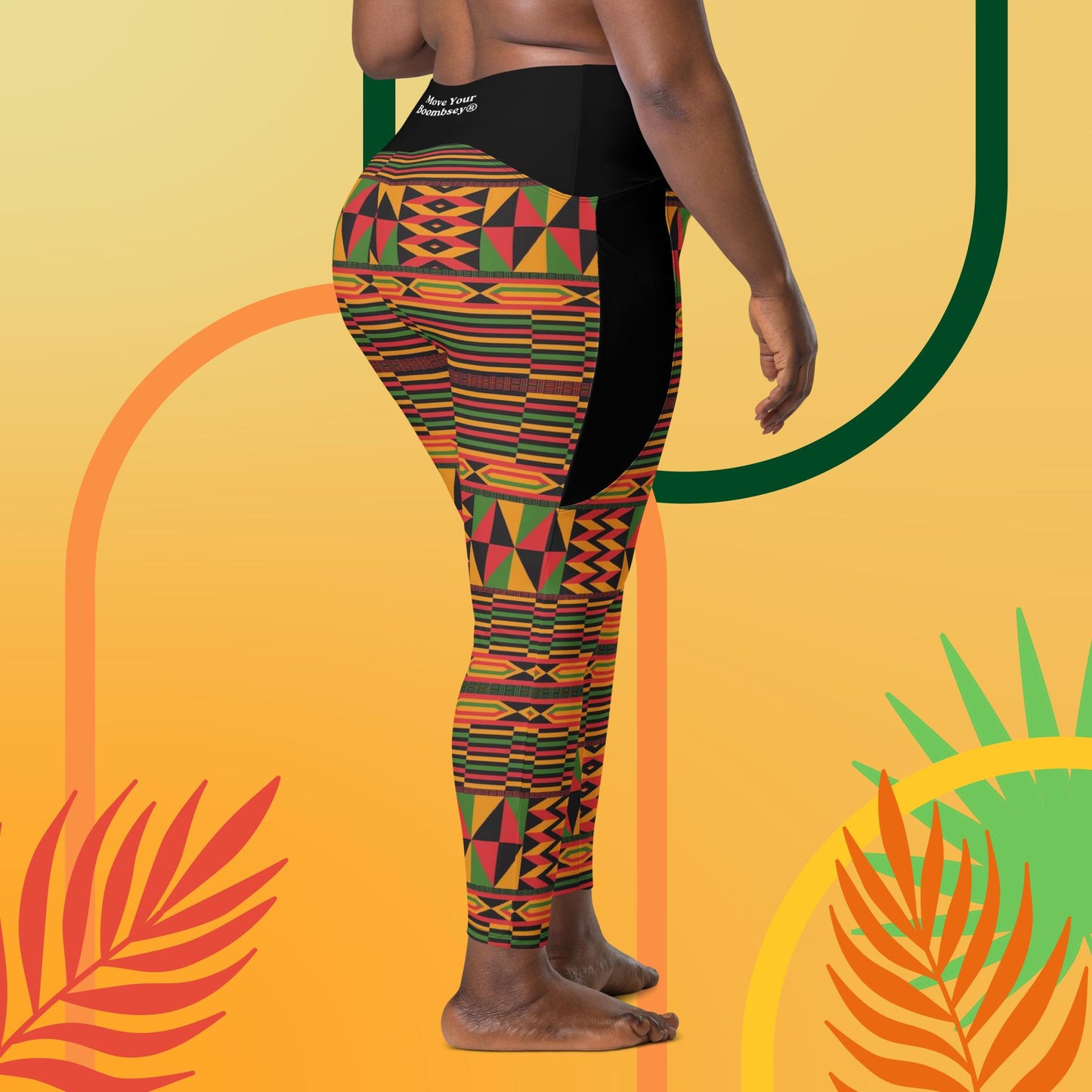 Kukuwa® Kente Joy Crossover Boombsey leggings with pockets