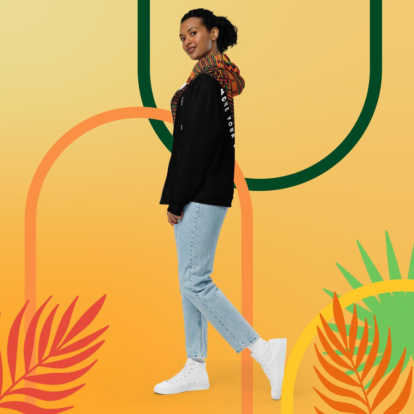 Kukuwa® Kente Joy Unisex zip hoodie