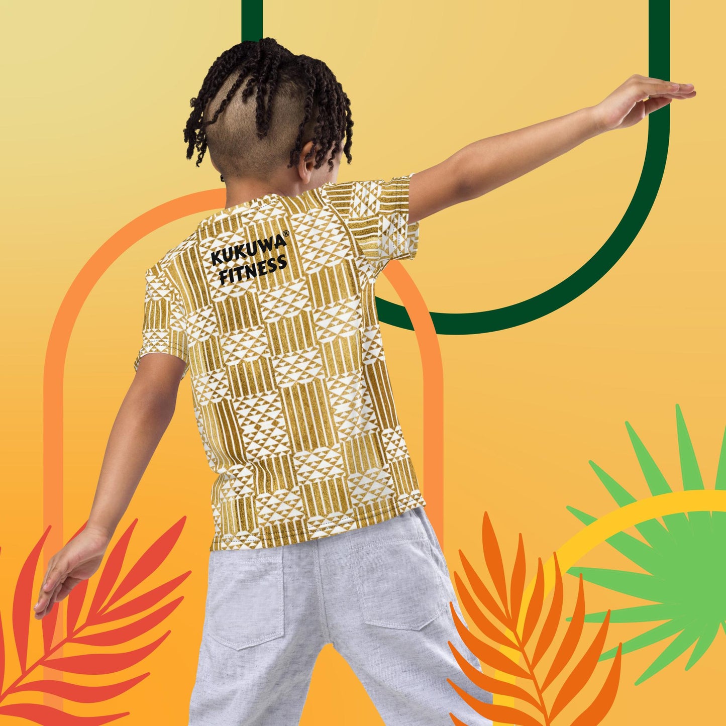 Kukuwa® Kids crew neck t-shirt Golden Kente