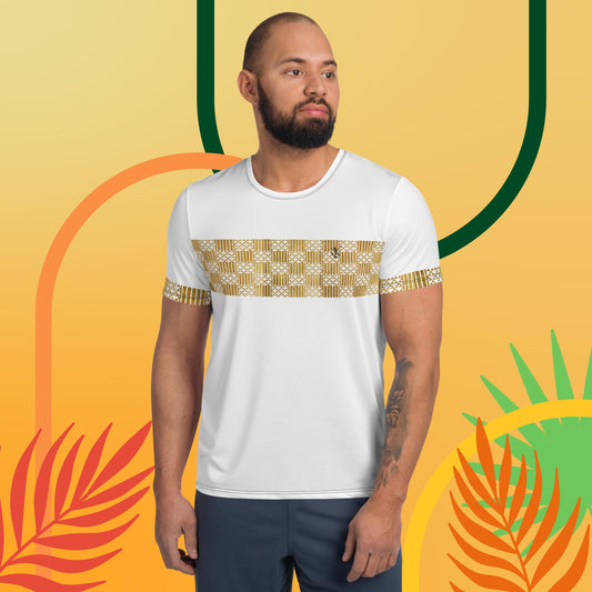 Kukuwa® Golden Kente Men's Athletic T-shirt