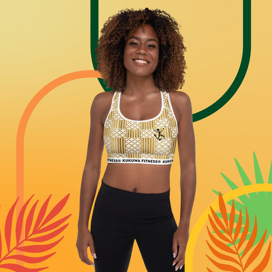 Kukuwa® Padded Sports Bra Golden Kente