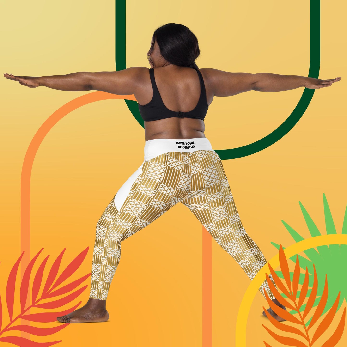 Kukuwa® Crossover Boombsey leggings with pockets Golden Kente