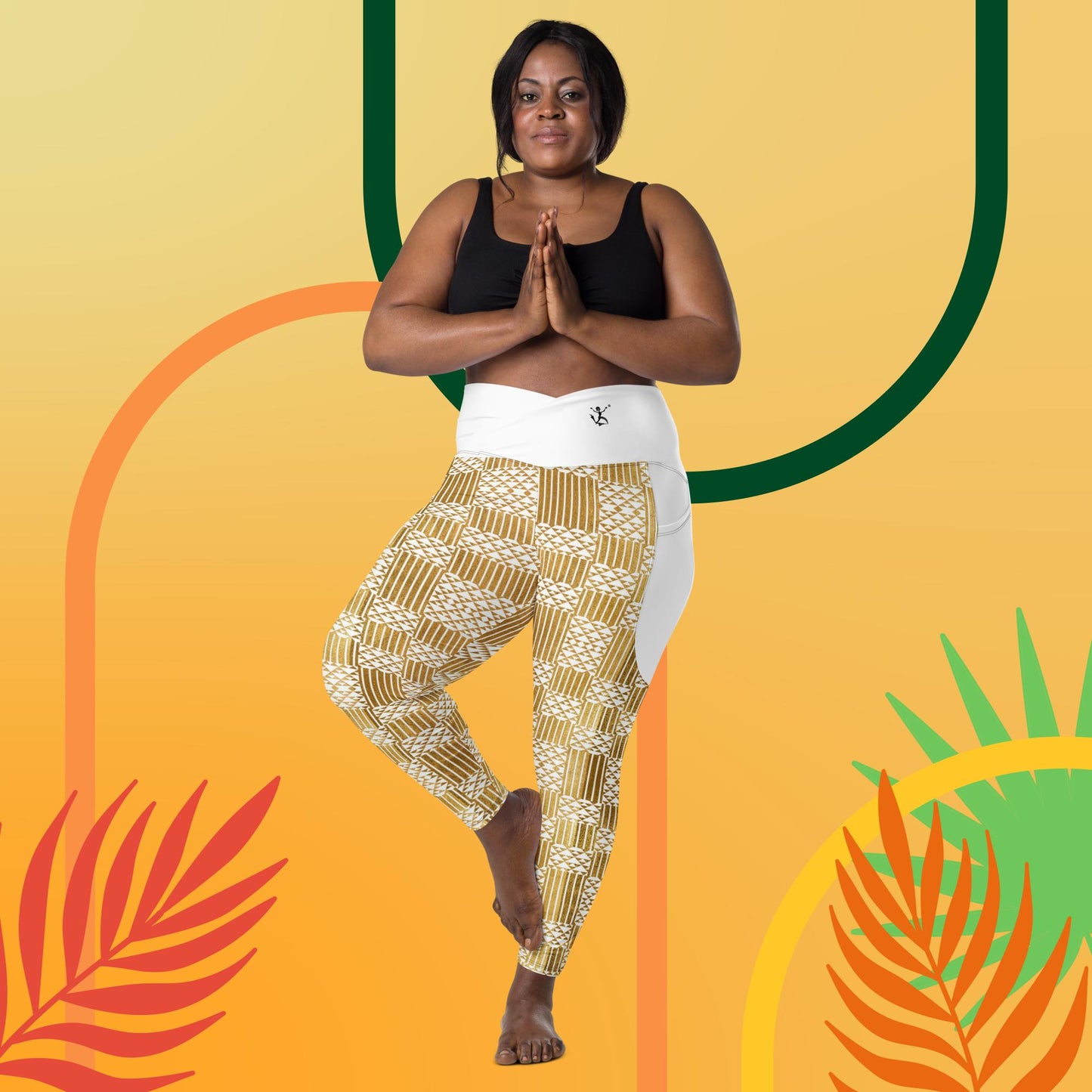 Kukuwa® Crossover Boombsey leggings with pockets Golden Kente