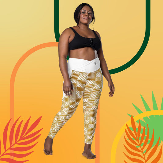 Kukuwa® Crossover Boombsey leggings with pockets Golden Kente