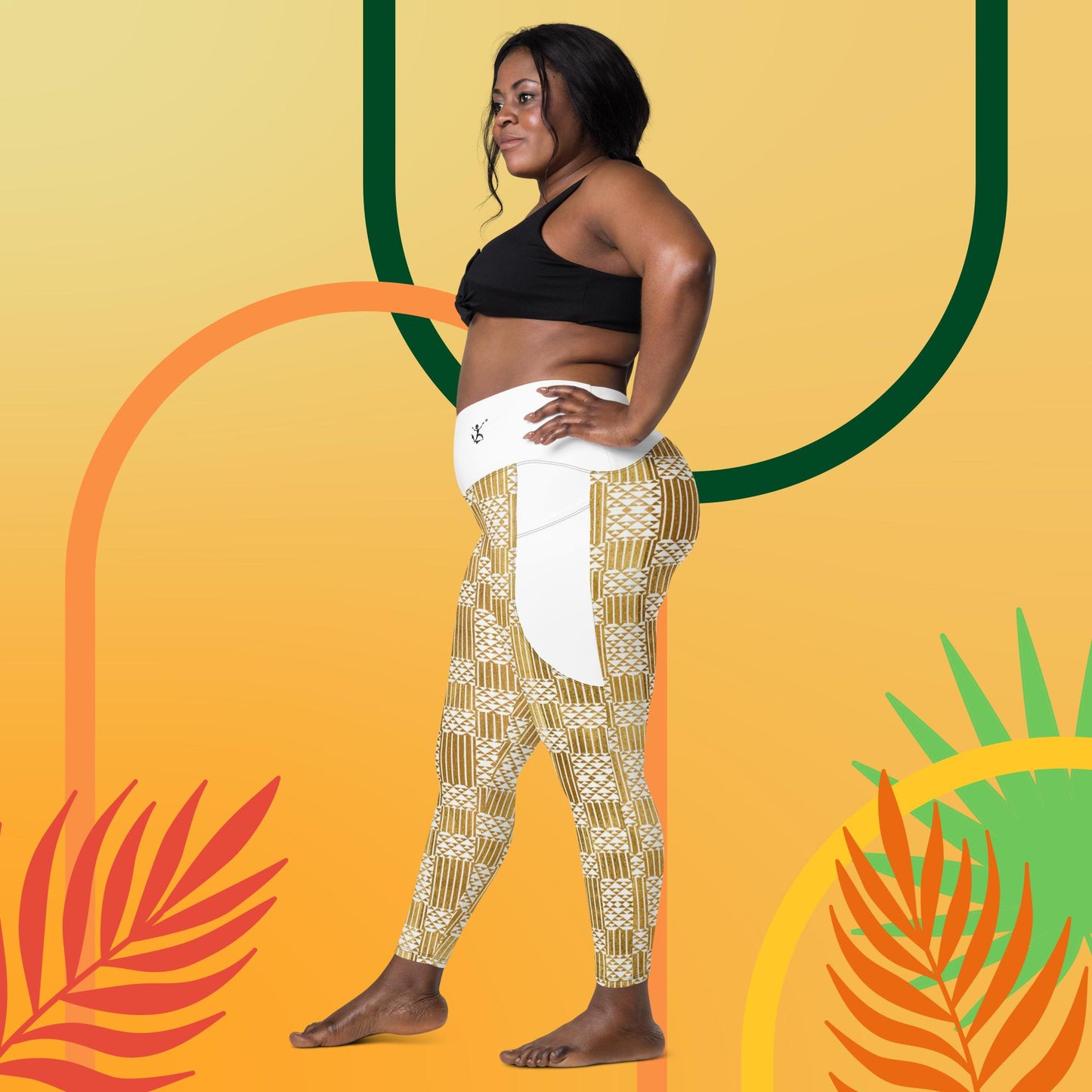 Kukuwa® Crossover Boombsey leggings with pockets Golden Kente