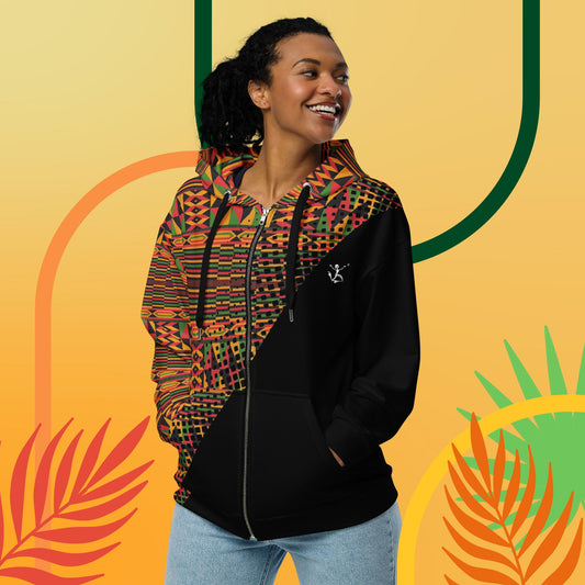 Kukuwa® Kente Joy Unisex zip hoodie