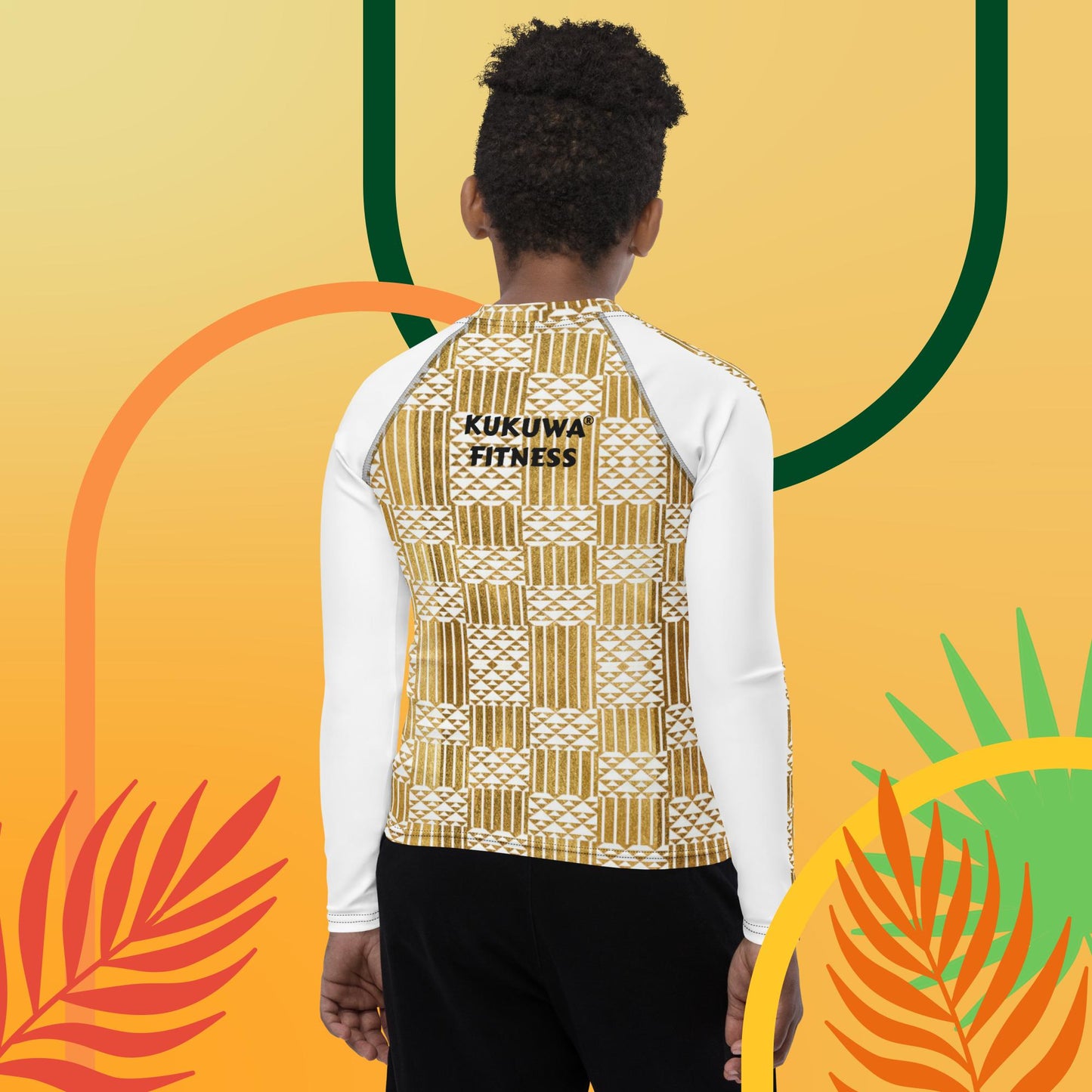 Kukuwa® Gold Kente Youth Rash Guard