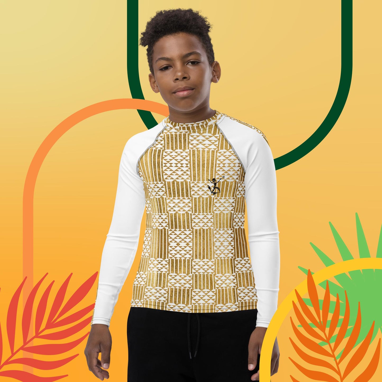 Kukuwa® Gold Kente Youth Rash Guard