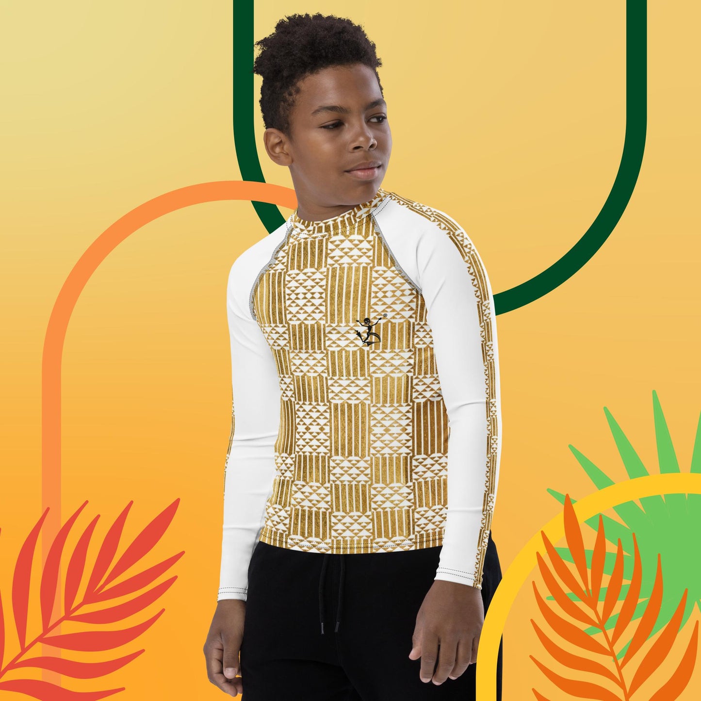 Kukuwa® Gold Kente Youth Rash Guard