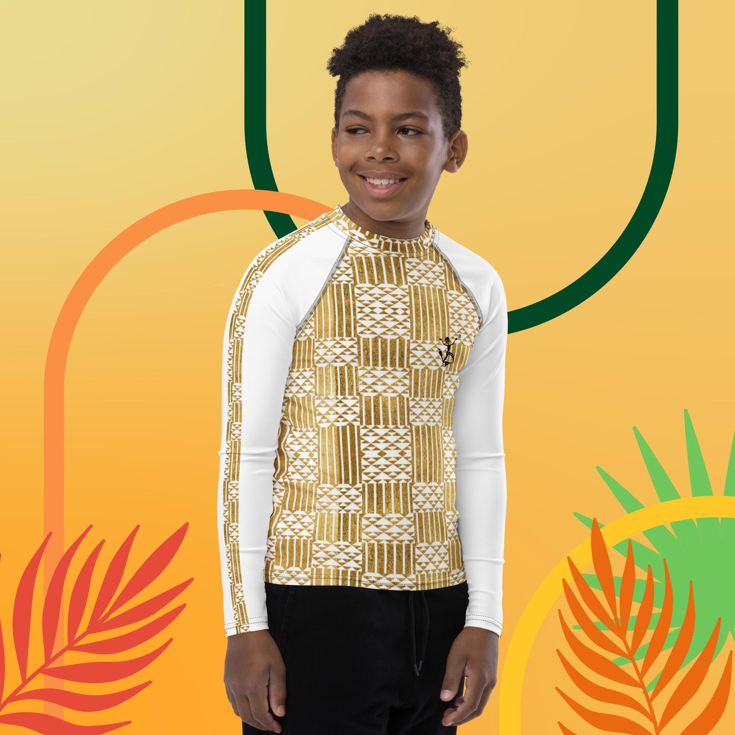 Kukuwa® Gold Kente Youth Rash Guard